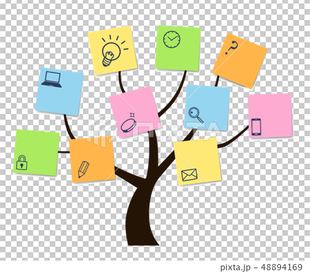 木と付箋メモ　ビジネスアイコン 48894169