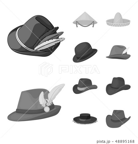 Isolated object of hat and cap sign. Set of hat and model stock symbol for web. 48895168