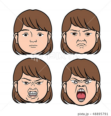 女性の表情 怒る イラストのイラスト素材