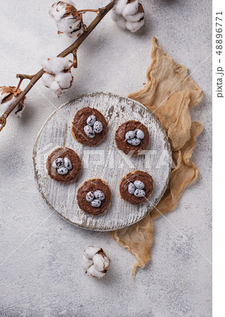 Easter cookies in shape of nest with eggs Easter cookies in shape of nest with eggs 48896771
