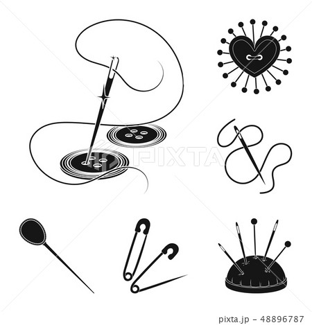 Vector design of pin and sewing sign. Collection of pin and sketch vector icon for stock. Vector design of pin and sewing sign. Collection of pin and sketch vector icon for stock. 48896787