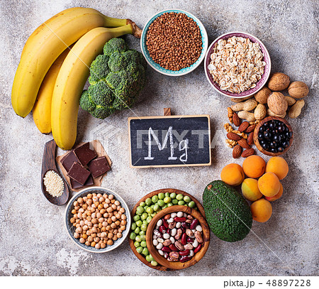 Assortment of  food containing magnesium 48897228