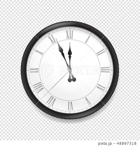Round classic wall clock isolated on transparent 48897318