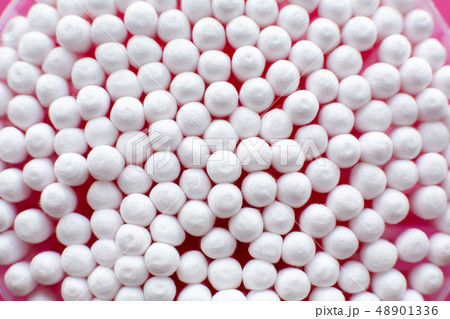 Closeup view from above on round pack of cotton Closeup view from above on round pack of cotton 48901336