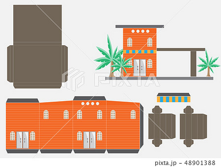 Restaurant or House Paper Model Cut and glue 48901388