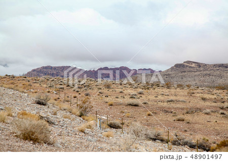 View of red rock canyon national park in Foggy day 48901497