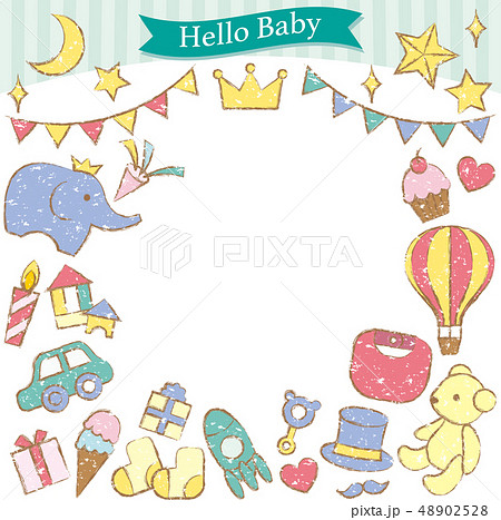 Baby Motif Hand Painted Style Frame Stock Illustration