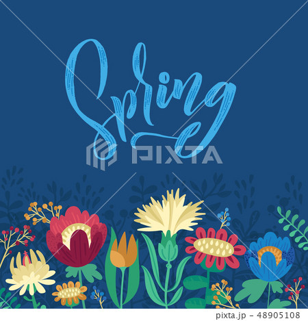Spring. Vector floral illustration with flowers and leaves. Gentle, spring background 48905108