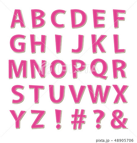 アルファベット アップリケ ワッペン風 ピンク色のイラスト素材 アルファベット アップリケ ワッペン風 ピンク色のイラスト素材