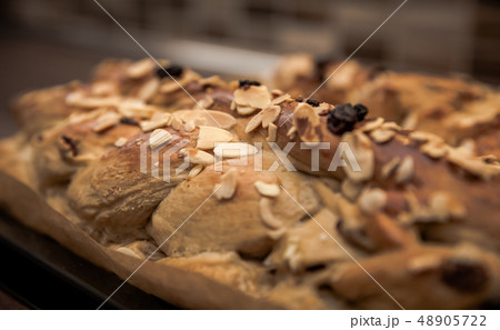 woman prepares and knits the dough for Christmas cake. 48905722