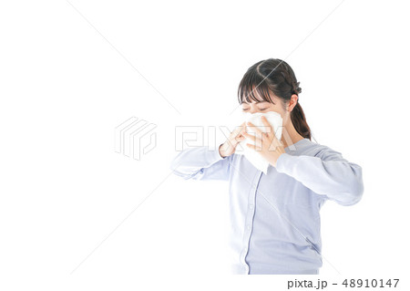 くしゃみ 妊婦 妊娠の写真素材