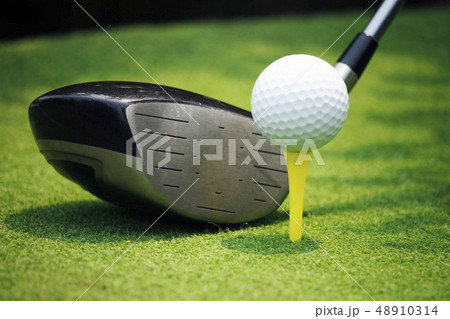 Golf ball and golf club in beautiful golf course 48910314