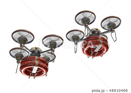 救助ドローン(浮き輪つき・編隊飛行・透過素材) 救助ドローン(浮き輪つき・編隊飛行・透過素材) 48910466