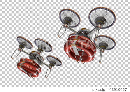 救助ドローン(浮き輪つき・編隊飛行・透過素材) 48910467