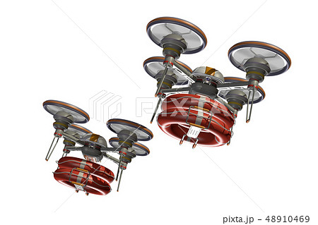 救助ドローン(浮き輪つき・編隊飛行・透過素材) 48910469