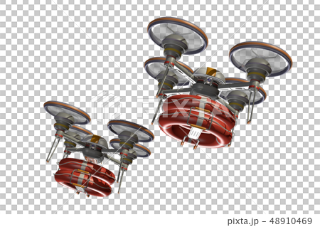 救助ドローン(浮き輪つき・編隊飛行・透過素材) 48910469