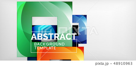 Abstract geometric background. Glossy square shapes composition on grey, minimalistic style template Abstract geometric background. Glossy square shapes composition on grey, minimalistic style template 48910963