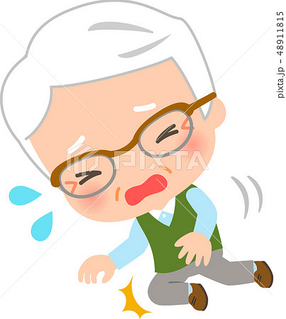 前方向へ転ぶシニア男性のイラスト素材 48911815 Pixta