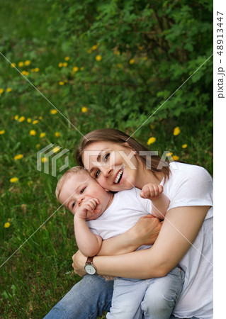 Family. Mom and son in park. Family. Mom and son in park. 48913447