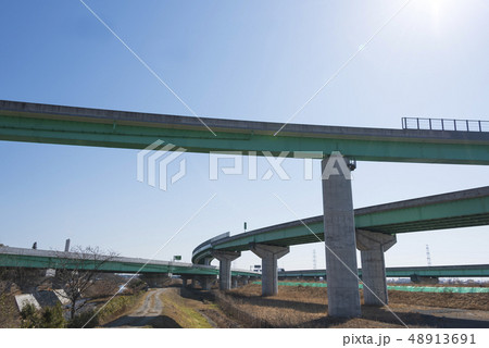 三陸自動車道　高速道路　高架橋　利府　ジャンクション 48913691