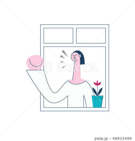 Vector angry woman threaten gesture of the window 48915499