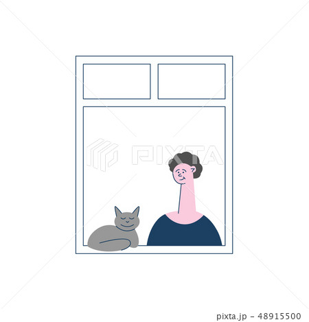 Vector flat neighbor looking out the windows Vector flat neighbor looking out the windows 48915500
