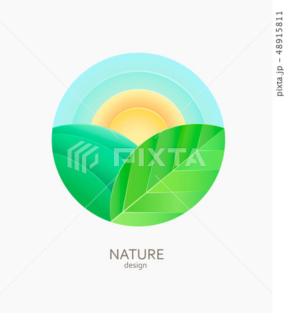 Nature farm logo, emblem, sticker, label. 48915811