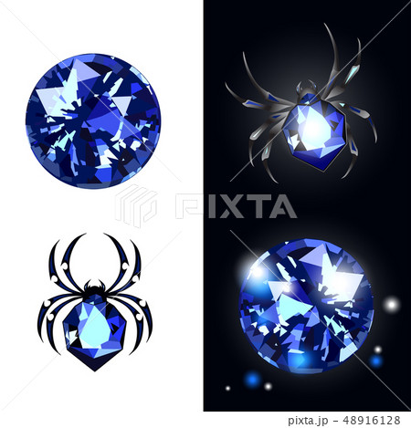 Vector set of two blue stones and spiders stylized Vector set of two blue stones and spiders stylized 48916128