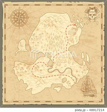 Treasure Island Map Retro Wallpaper Vintage のイラスト素材