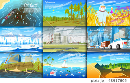 Environmental pollution. Set of radioactive industry. Ecological problems Deforestation, global 48917606