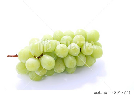 シャインマスカット 皮ごと食べられるブドウ 白背景の写真素材