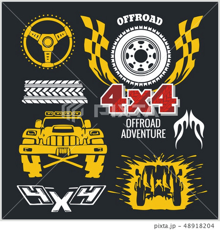 Off-road elements and emblem - vector set 48918204