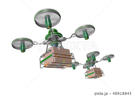 ドローン配達イメージ(編隊飛行・透過素材バージョン) 48918845