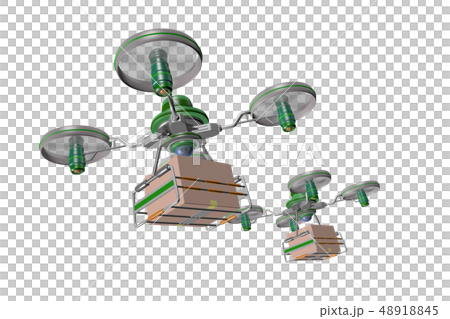 ドローン配達イメージ(編隊飛行・透過素材バージョン) 48918845