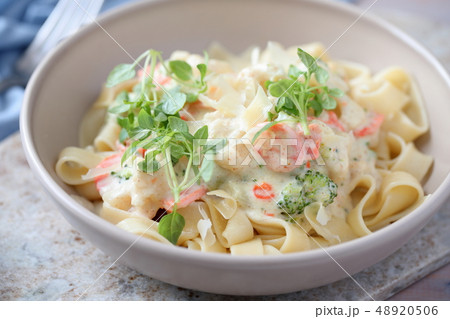 Spring Vegetable Fettuccine Alfredo Spring Vegetable Fettuccine Alfredo 48920506