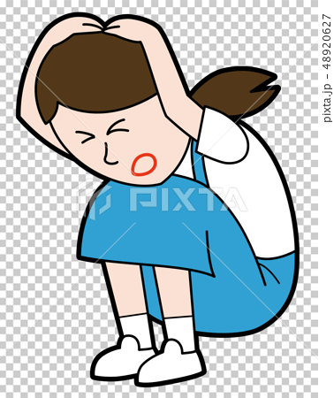 Girl Who Protects His Head With His Arms Stock Illustration 4627
