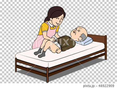 女性ヘルパーさんオムツ交換 48922909