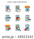 Mobile shopping icon collection set pack flat lay 48923342