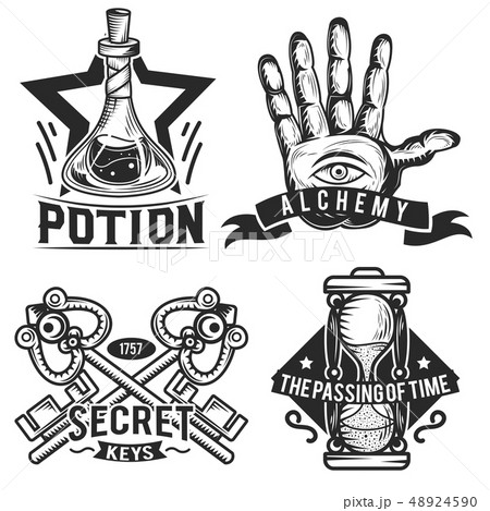 Set of alchemy emblems, labels, badges, logosのイラスト素材 [48924590] - PIXTA