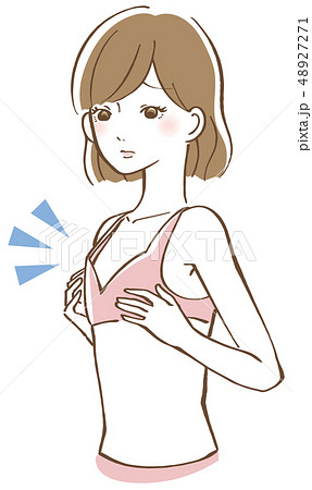 胸の大きさを気にする女性のイラスト素材