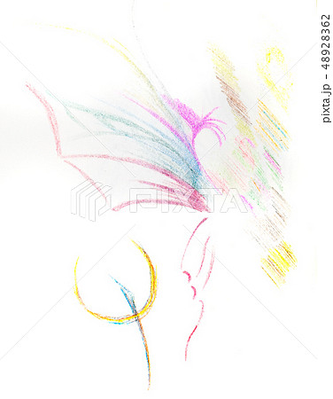 Abstract drawing of butterfly and dandelion 48928362