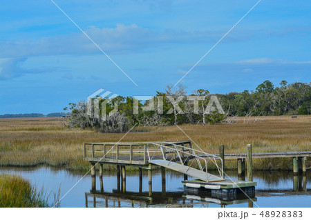 A foot bridge to a dock, inter coastal, Townsend 48928383