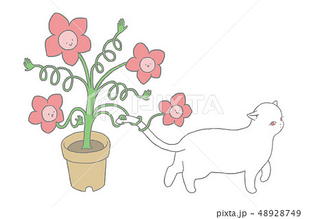 猫と花のイラスト素材 猫と花のイラスト素材