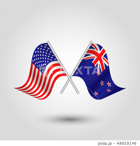 vector two crossed american and zealander flags 48929146