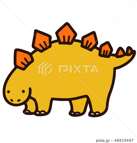 シンプルで可愛い黄色のステゴサウルスのイラスト 主線ありのイラスト素材 48929497 Pixta