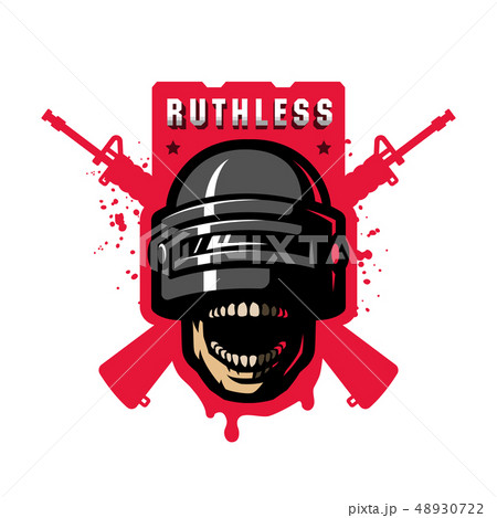 Skull in a stormtrooper helmet, sport game logo. Vector illustration. 48930722