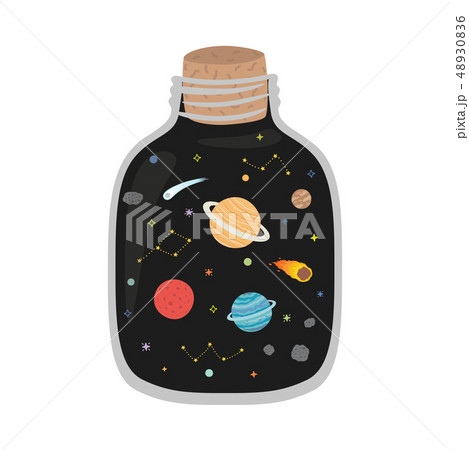 Space Galaxy in the jar. Vector print 48930836