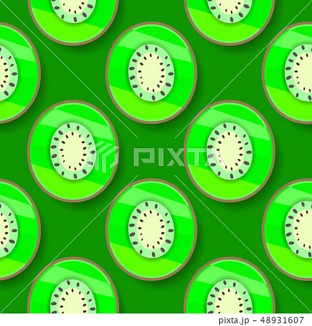 Vector Seamless Background With Green Kiwi For 48931607