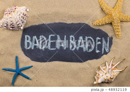 Handwritten word BADEN BADEN written in chalk, 48932119