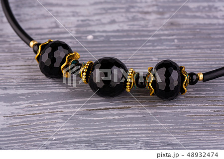 Black beads from black agate Black beads from black agate 48932474
